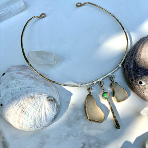 Sea Glass & Ethiopian Opal Celestial Neck Cuff