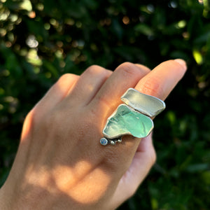 Size 6.5 // Blue and White Sea Glass Statement Ring