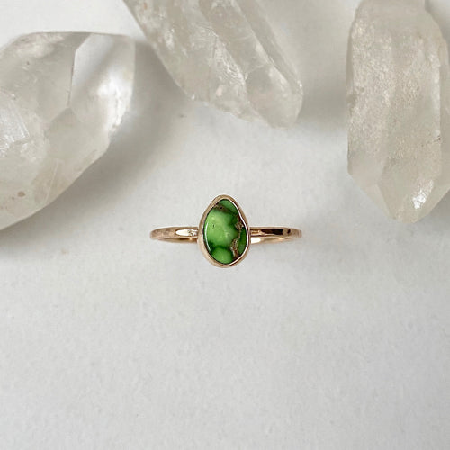 Size 7.5 // Natural Carico Lake Turquoise 14k Gold