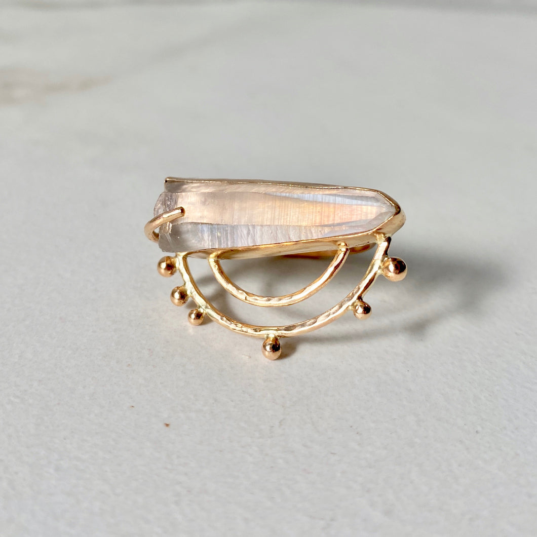 Size 6.5 // Clear Quartz 14k Gold Fill Sol Ring